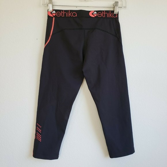 Ethika Performance 3/4 Pants Womens Size Small Black Neon Orang Subzero Seamless - Picture 3 of 10